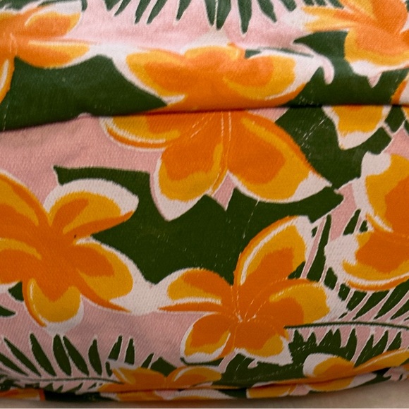 Kahiko Small Classy Floral Print Handbag Tote Orange Green White Zipper Closure - Picture 4 of 16